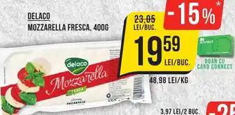 Mega Image DELACO MOZZARELLA FRESCA, 400G Ofertă