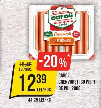 Mega Image CAROLI CRENVURȘTI CU PIEPT DE PUI, 280G Ofertă