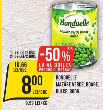 BONDUELLE MAZĂRE VERDE, BOABE, DULCE, 800G