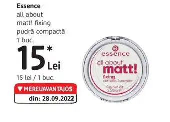 DM Essence all about matt! fixing pudră compactă Ofertă