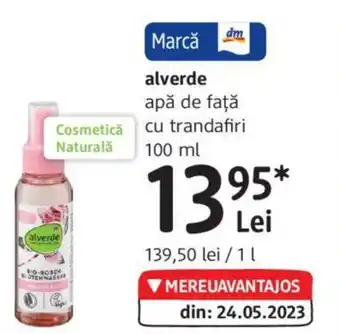 DM alverde apă de faţă cu trandafiri 100 ml Ofertă