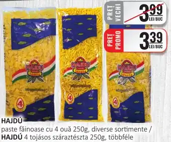 CBA HAJDÚ paste făinoase cu 4 ouă 250g, diverse sortimente / HAJDÚ 4 tojásos száraztészta 250g, többféle Ofertă