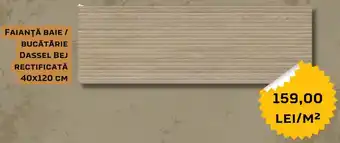 Hornbach FAIANŢĂ BAIE / BUCĂTĂRIE DASSEL BEJ RECTIFICATĂ 40X120 CM Ofertă