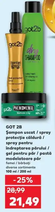 Kaufland GOT 2B Şampon uscat / spray protecţie căldură / spray pentru îndreptarea părului / gel pentru păr / pastă modelatoare păr Ofertă
