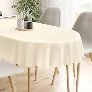 Favi Goldea față de masă din satin de lux - vanilie - ovală 140 x 280 cm Ofertă