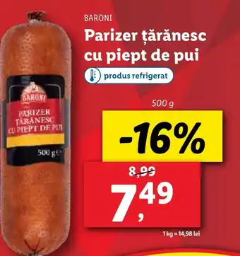 Lidl BARONI Parizer ţărănesc cu piept de pui Ofertă