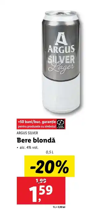 Lidl ARGUS SILVER Bere blondă Ofertă