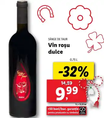 Lidl SÂNGE DE TAUR Vin roşu dulce Ofertă