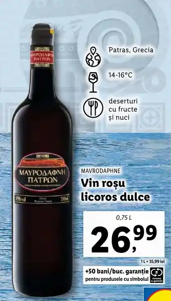 Lidl MAVRODAPHNE Vin roşu licoros dulce Ofertă