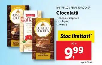 Lidl RAFFAELLO / FERRERO ROCHER Ciocolată Ofertă