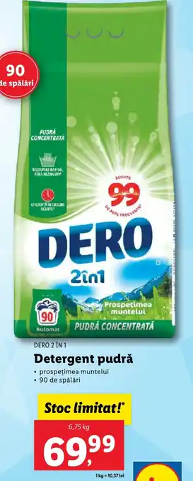Lidl DERO 2 ÎN 1 Detergent pudră Ofertă