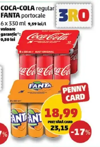 Penny COCA-COLA regular FANTA portocale 6 x 330 ml Ofertă