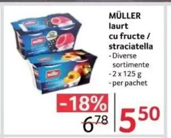 Selgros MÜLLER laurt cu fructe / straciatella Ofertă
