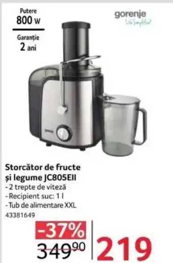 Selgros Storcător de fructe şi legume JC805EII Ofertă