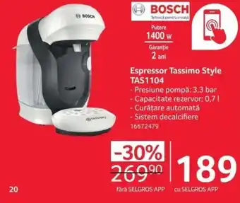 Selgros Espressor Tassimo Style TAS 1104 Ofertă