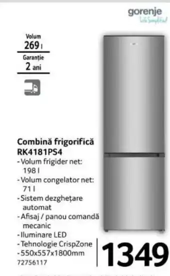 Selgros Combină frigorifică RK4181PS4 Ofertă