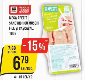 Mega Image MEGA APETIT SANDWICH CU MUŞCHI FILE ŞI CAŞCAVAL, 165G Ofertă
