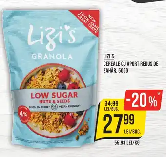 LIZI'S CEREALE CU APORT REDUS DE ZAHĂR, 500G