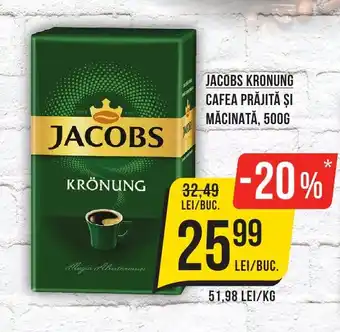 Mega Image JACOBS KRONUNG CAFEA PRĂJITĂ ȘI MĂCINATĂ, 500G Ofertă
