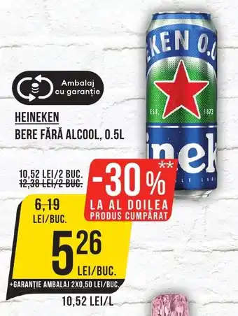 Mega Image HEINEKEN BERE FĂRĂ ALCOOL, 0.5L Ofertă