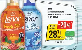 Mega Image LENOR BALSAM PENTRU RUFE, TROPICAL SUNSET/FRESH WIND 55 SP., 770ML Ofertă