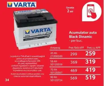 Selgros Acumulator auto Black Dinamic Ofertă