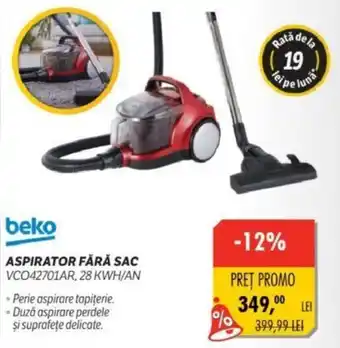 ASPIRATOR FĂRĂ SAC VCO42701AR, 28 KWH/AN