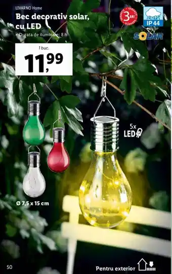 Lidl Bec decorativ solar, cu LED Ofertă