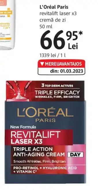 DM L'Oréal Paris revitalift laser x3 cremă de zi 50 ml Ofertă