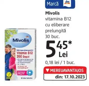 DM Mivolis vitamina B12 cu eliberare prelungită 30 buc. Ofertă