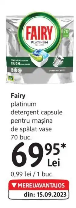 DM Fairy platinum detergent capsule pentru maşina de spălat vase 70 buc. Ofertă