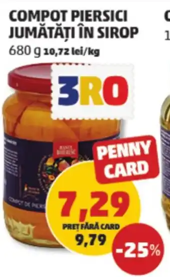 Penny COMPOT PIERSICI JUMĂTĂȚI ÎN SIROP Ofertă