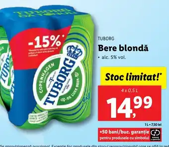 Lidl TUBORG Bere blondă Ofertă