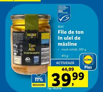 Lidl NIXE File de ton în ulei de măsline Ofertă