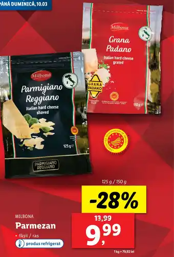 Lidl MILBONA Parmezan Ofertă