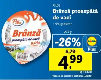 Lidl PILOS Brânză proaspătă de vaci Ofertă