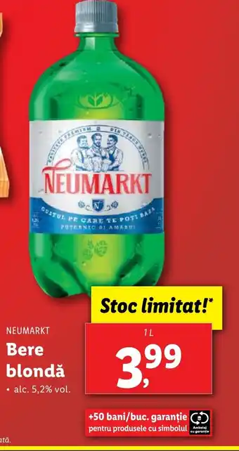 Lidl NEUMARKT Bere blondă 1L Ofertă