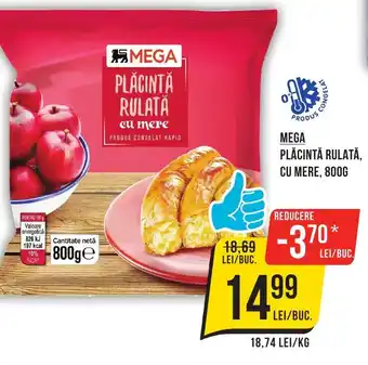 Mega Image MEGA PLĂCINTĂ RULATĂ, CU MERE, 800G Ofertă