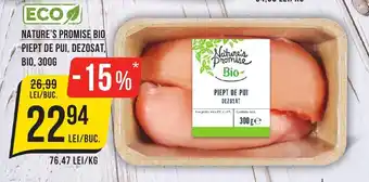 Mega Image NATURE'S PROMISE BIO PIEPT DE PUI, DEZOSAT, BIO, 300G Ofertă
