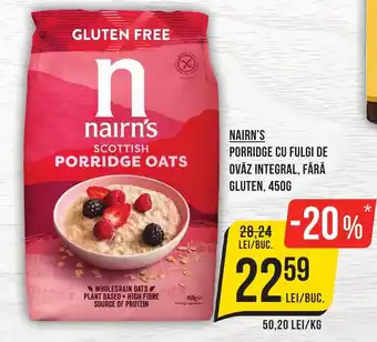 Mega Image NAIRN'S PORRIDGE CU FULGI DE OVĂZ INTEGRAL, FĂRĂ GLUTEN, 450G Ofertă