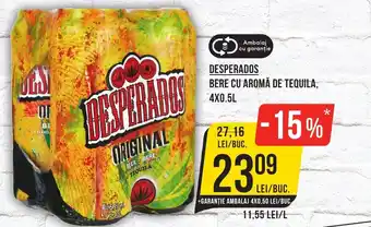 Mega Image DESPERADOS BERE CU AROMĂ DE TEQUILA, 4x0.5L Ofertă