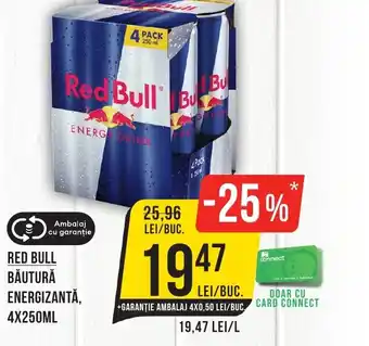 Mega Image RED BULL BĂUTURĂ ENERGIZANTĂ, 4X250ML Ofertă