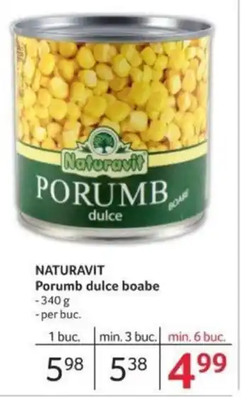 Selgros NATURAVIT Porumb dulce boabe Ofertă