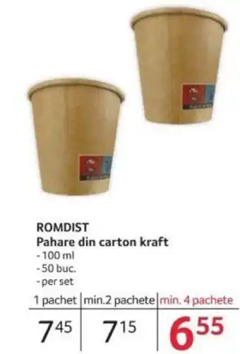 Selgros ROMDIST Pahare din carton kraft Ofertă