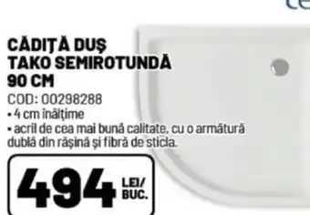 Ambient CĂDIȚĂ DUŞ TAKO SEMIROTUNDĂ 90 CM Ofertă