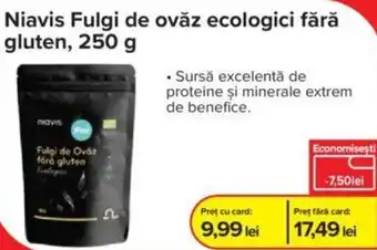 Niavis Fulgi de ovăz ecologici fără gluten, 250 g