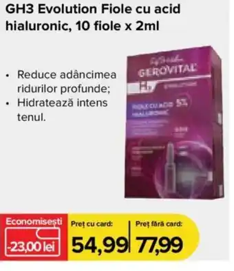 GH3 Evolution Fiole cu acid hialuronic, 10 fiole x 2ml