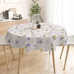 Favi Goldea față de masă decorativă loneta - lavandă înflorită - rotundă Ø 150 cm Ofertă