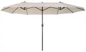 Favi Umbrela de Gradina Impermeabila Outsunny, 12 nervuri metalice Anti-UV Bej, 460x270x240cm | Aosom RO Ofertă