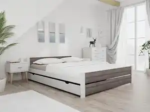 Favi Pat de o persoana alb/stejar trufa, IKAROS DOUBLE 120 x 200 cm Saltele: fără saltea, Somiera pat: Fara somiera Ofertă